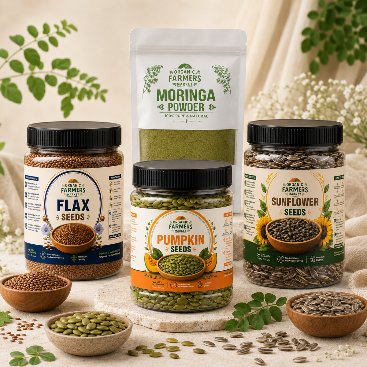 Healthy Hair & Skin Bundle - Moringa Powder & Premium Seeds