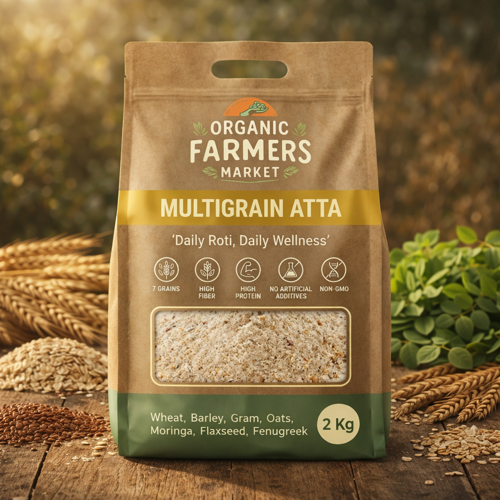 Multigrain Atta - High Fiber & High Protein Flour | 7 Grain Blend | 2kg