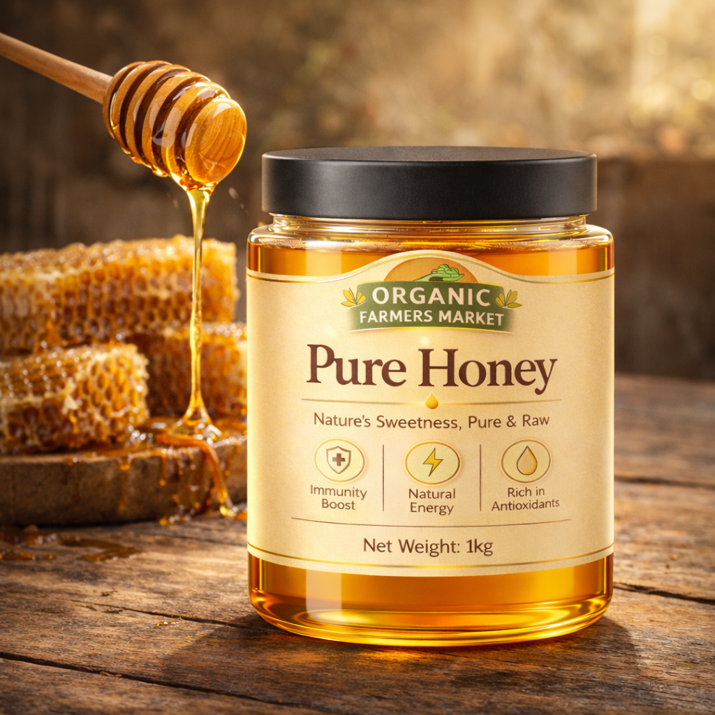 Pure Honey - Raw & Natural Honey | Premium Farm Fresh Honey | 1kg Family Pack